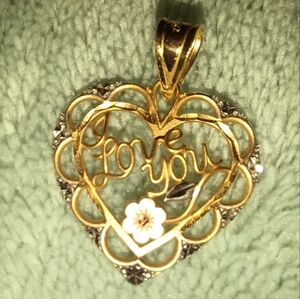 14k  'I Love You' Heart Pendant